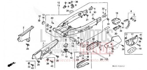 FOURCHETTE ARRIERE/CARTER DE CHAINE XR600RM de 1991